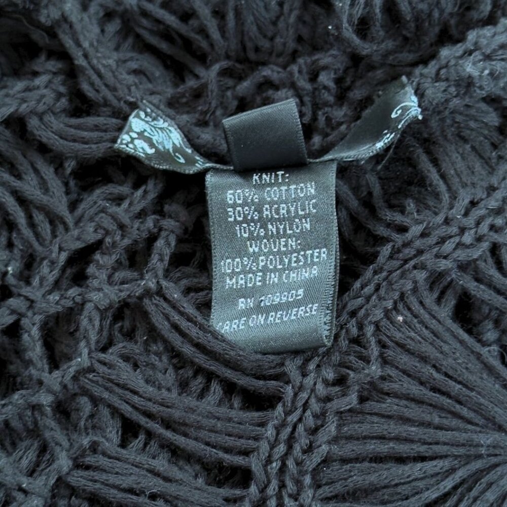 SOLD Sioni Black Sweater Open Knit Medium Large Handkerchief Hem Witchy Goth - Picture 8 of 10